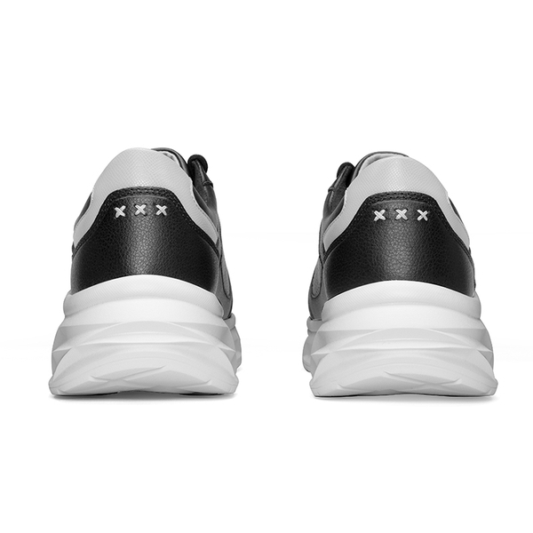[ActiveCity] Men's Comfortable Leather Walking Sneakers - BLACK - 4
